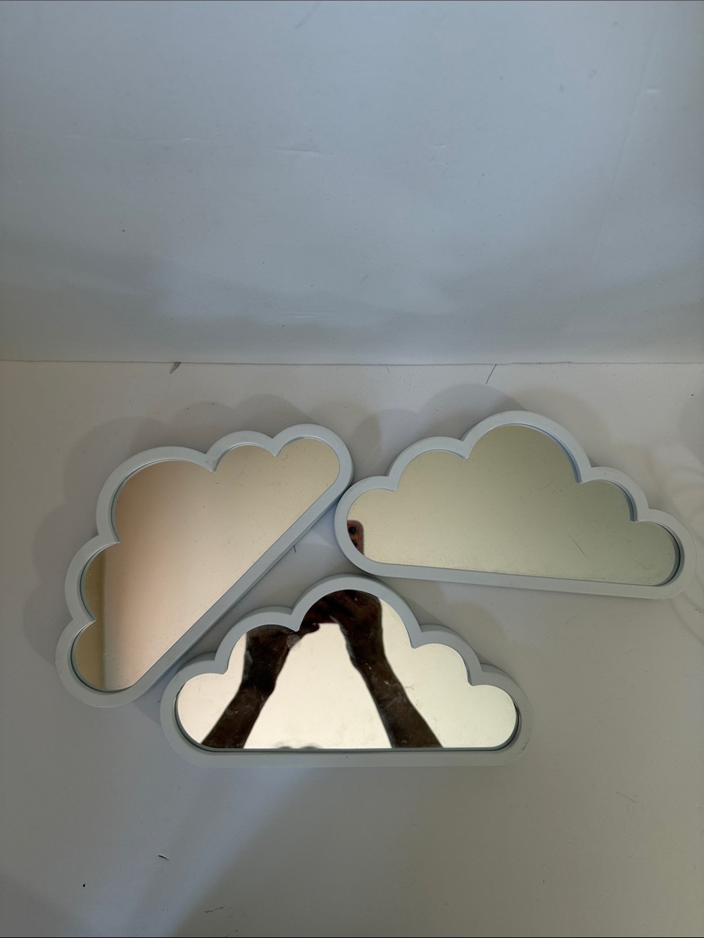 White Cloud-Shaped Decorative Wall Mirror Set